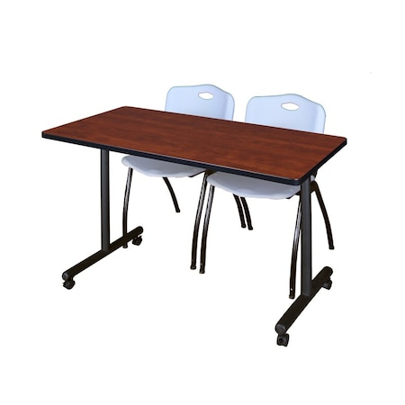 Kobe Rectangle Tables > Training Tables > Kobe Mobile Table & Chair Sets, 48 W, 24 L, 29 H, Cherry MKTRCC4824CH47GY